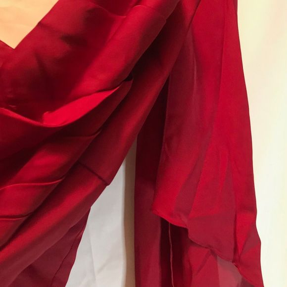 New Davids bridal bridesmaid Red Knee Length One Shoulder with Sash size 20 - Picture 6 of 10